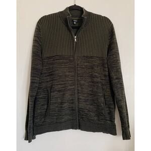 Green Men's Alfani Cotton Front Zip Sweater L